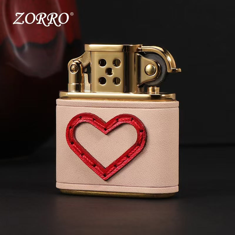 Love at first sight lovers love series handmade leather kerosene lighter girls