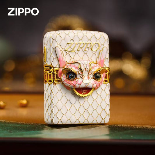 Zippo lighter gold-plated enamel zodiac snake Hongyin