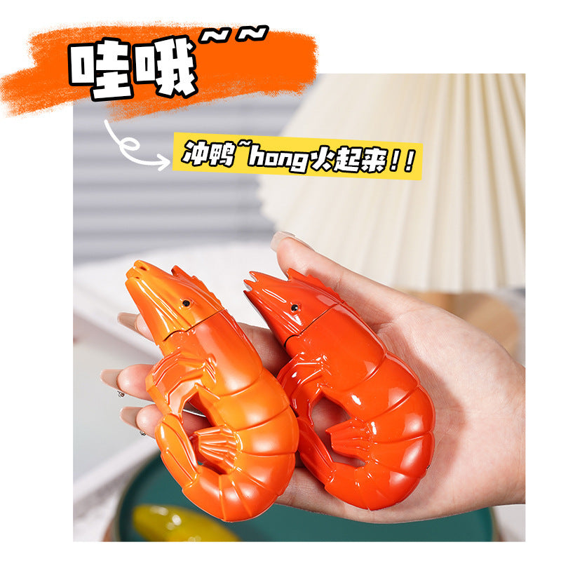 Personalized crayfish windproof inflatable lighter creative Internet celebrity prawn straight cigarette lighter